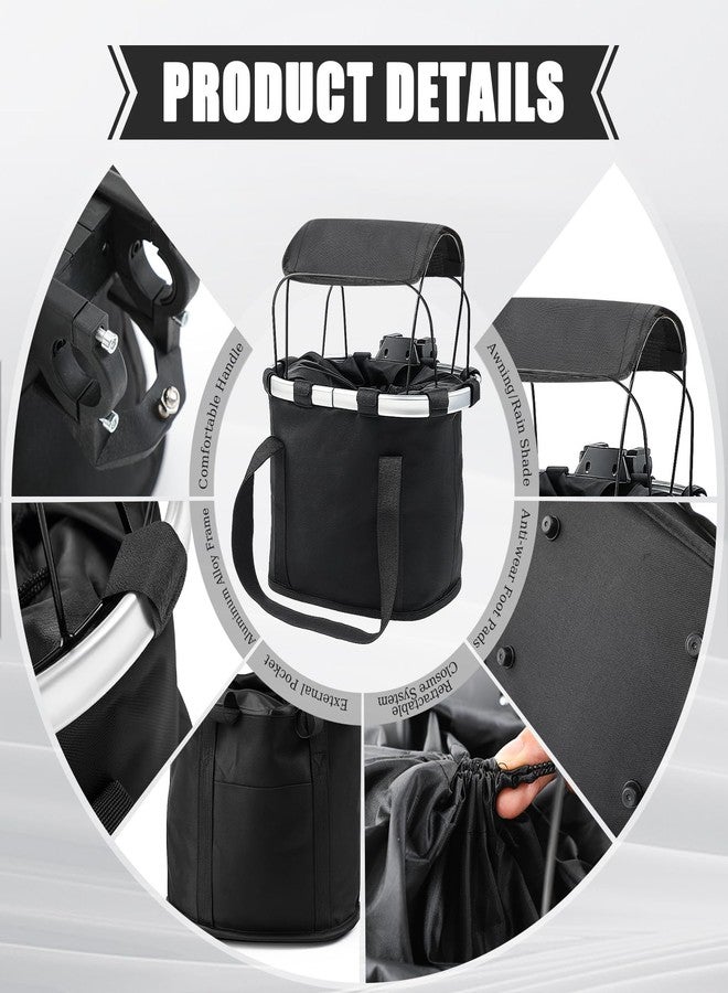 SilTriangle 11lbs Dog Bike Basket with Sun Shade Removable Small Pet Cat Dog Carrier Quick Release Bicycle Handlebar Front Basket Detachable Cycling Picnic Bag for Commuting Shopping Camping - Image 3